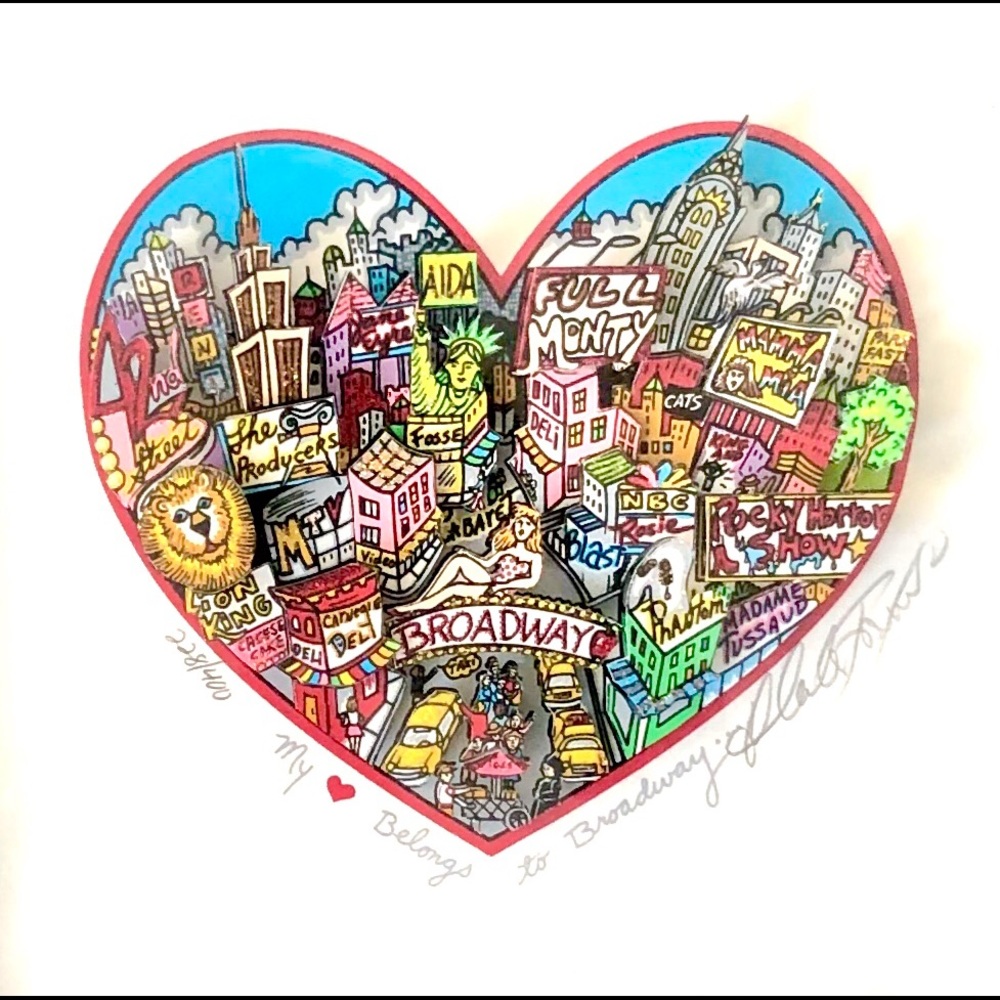 Fazzino “My Heart Belongs to Broadway” Framed Art